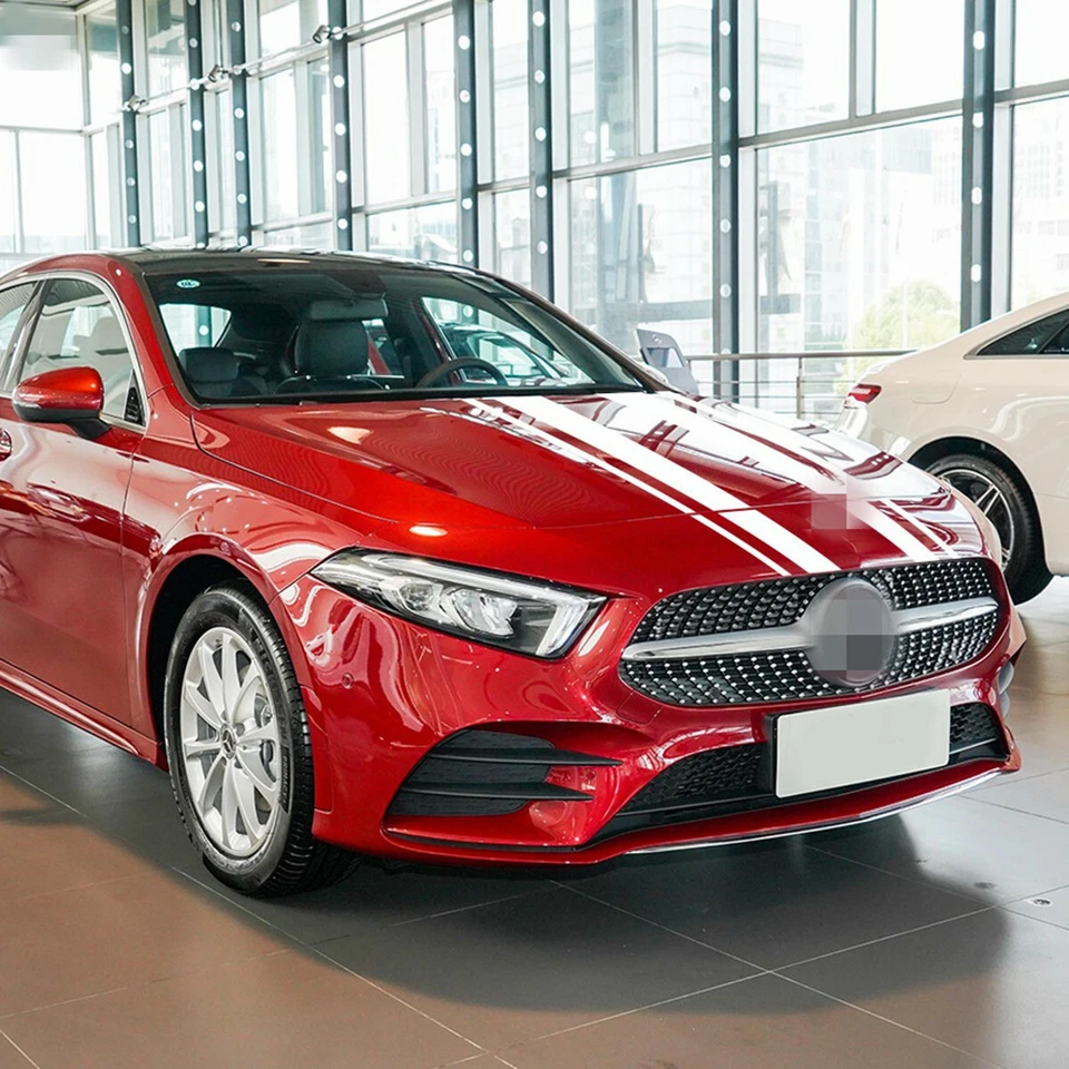 Capô de corrida listras duplas adesivo gráfico automático vinil branco carro caminhão acessório - Imagem 4 de 4