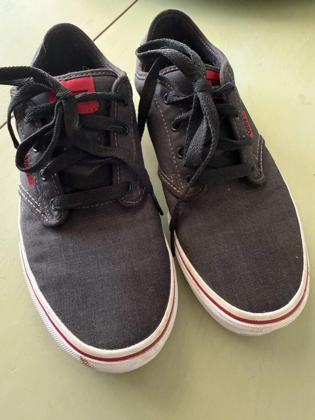 Vans Atwood 'Tessuto Nero Peperoncino Giovanile Taglia 6 Grigio Rosso Tela da Skate
