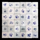 Delft blue tiles, flowers,Dutch Frisian, circa 1800 & 19th ct.Field of 36 tiles.
