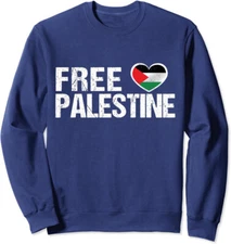 Free Palestine Flag Heart Vintage Unisex Crewneck Sweatshirt