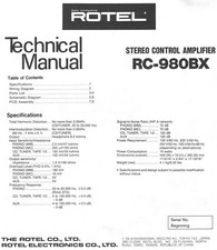 Service manual for Rotel RC-980 BX