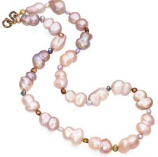 Vintage Baroque Pearl Beaded Strand Necklace With Vermeil Clasp