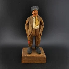 Charles Chas Hannah Carved Wood Figurine Canada Folk Art Sculpture Signed 5.5"