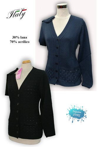 MAGLIA DONNA INVERNALE CARDIGAN APERTA CLASSICA MADE IN ITALY Nelly | eBay