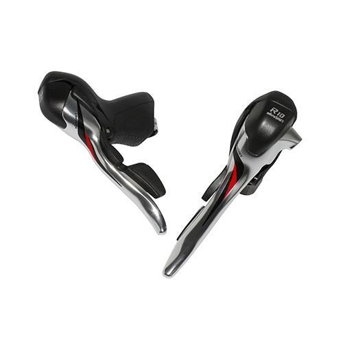 Manette route 10v triple alu argent Microshift avec indexation précise pour dérailleur Shimano