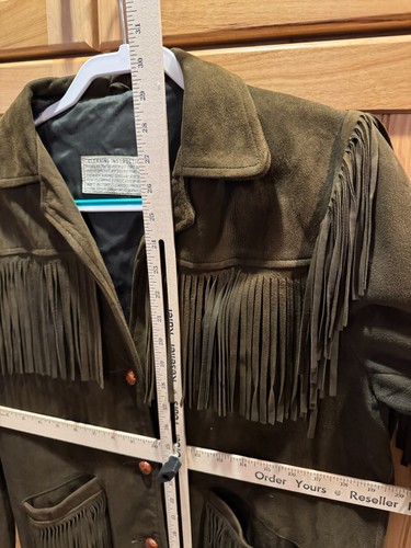 Vintage Western Fringe Brown Suede Leather Jacket Coat Mens Sz 38 - Picture 13 of 15