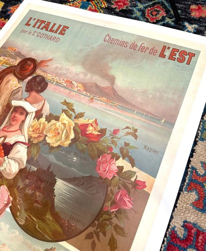 L'ITALIE ST GOTTHARD SWISS BY HUGO D'ALESI ORIGINAL NAPLES 1900 CHEMIN DE FER - Picture 2 of 6