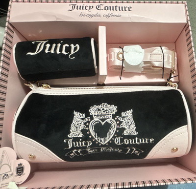 Juicy Couture Women s 3-Piece Accessory Set Black & Pink Embroidered Logo