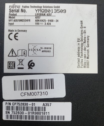 Fujitsu Lifebook A357 partie inférieure Bottom Base Cover 36FH9BCJT50 - Photo 9/10