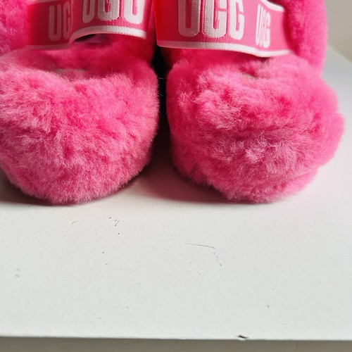 UGG Mujer’s Pelusa Yeah Slide Zapatillas Talla 10 Rosa Caliente Piel de Oveja Sandalias Zapatos - Imagen 5 de 7
