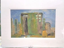 original art painting Abstract Landscape Acrylic Paper 6" x 9" NY In Fall #3