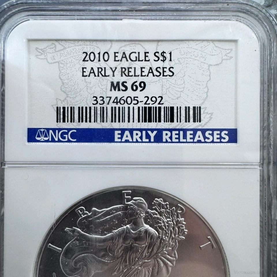 2010 US 1.0oz.999 Fine Silver American Silver Eagle NGC MS69 #3374605-292EX - Image 3 of 4