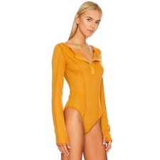 Free People Intimately Sloane henley Bodysuit long sleeve orange M