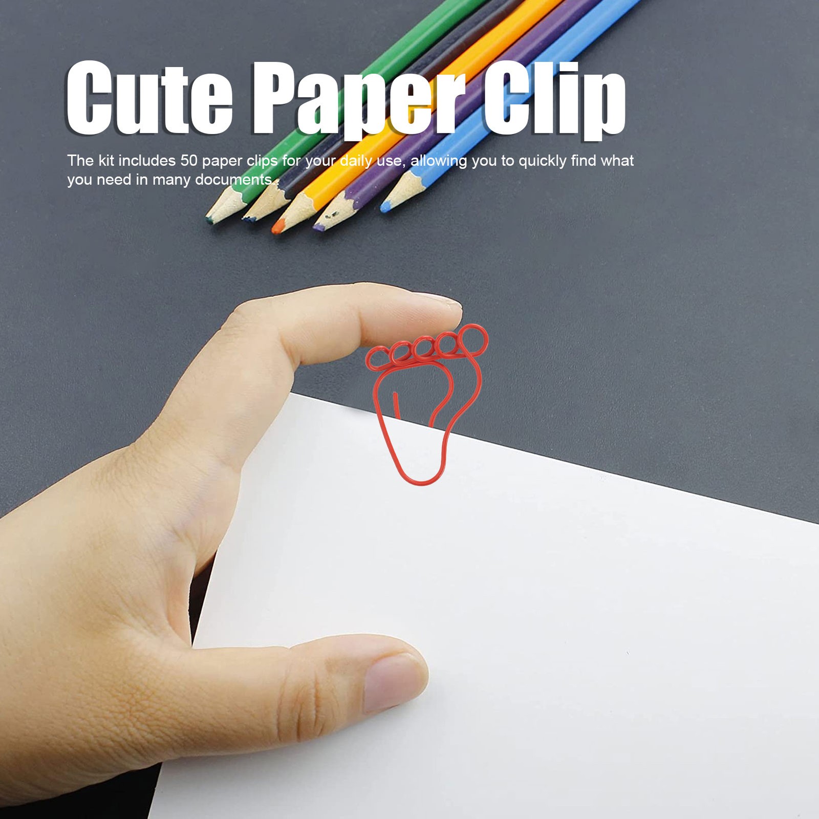 .100pcs Paper Clip Foot Shape Cute Anti Slip Portable Paperclip For Bookmark
