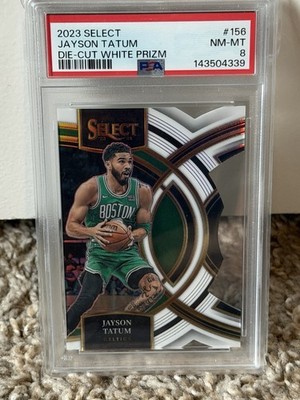 2023-24 Panini Select Premier Level Jayson Tatum  White Prizm DieCut /149 PSA 8