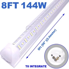 8 FT 12/25Pack 144W LED Shop Light  Linkable Ceiling Tube Fixture Daylight Clear