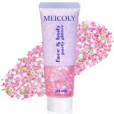 MEICOLY Pink Face Body Glitter for Women  Kids - Sparkly Makeup