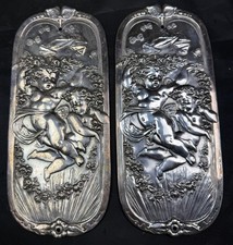 Pair Of Antique English Silver Victorian Push Plates Finger Plates 1842 - 1843