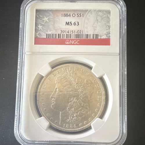1884 Morgan Dollar Silver $1 Coin 0.9 Fineness MS 63 NGC New Orleans