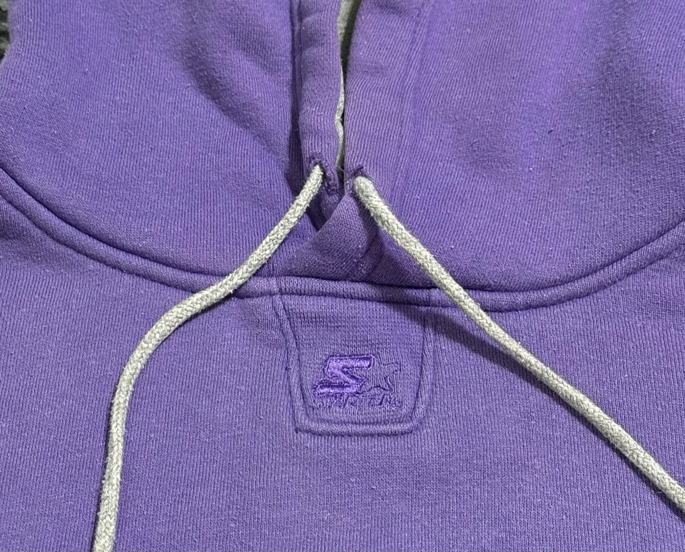 Vintage 90s Starter Sport Center Logo Pullover Hoodie Skater Purple Men’s Size L - Image 4 of 4