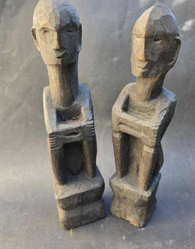 Vintage Carved Wooden Figures Rice Goods  Ifugao Tripe From Philippines 13" H