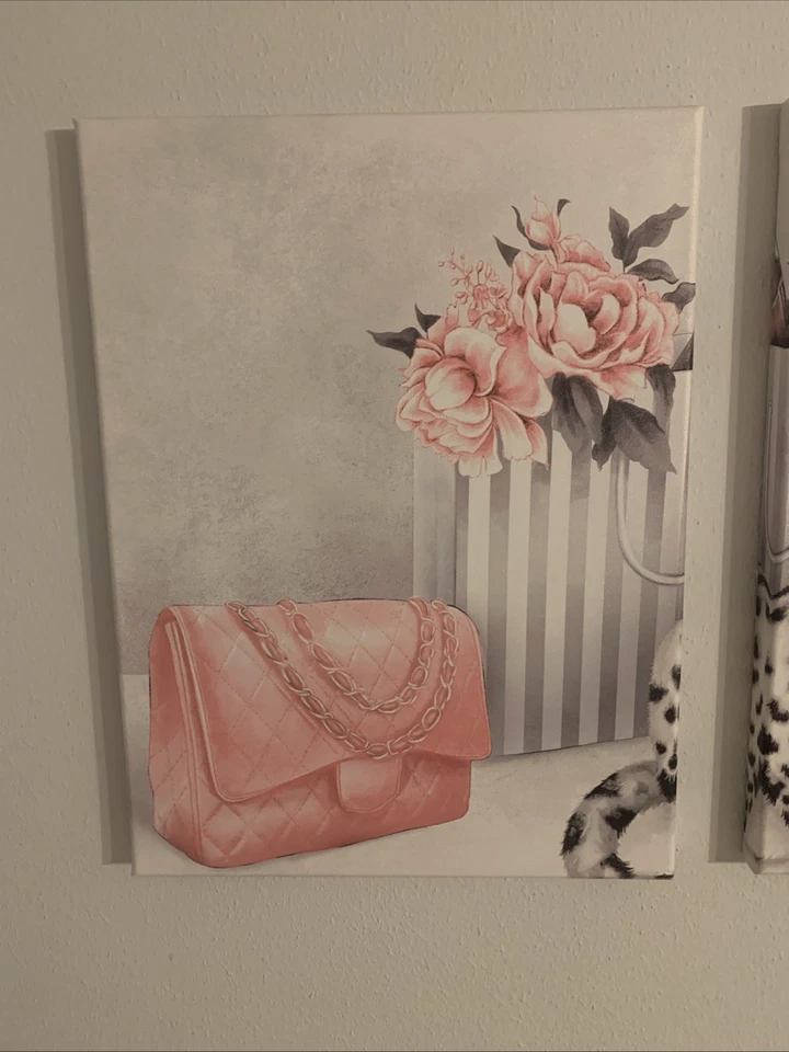 Colgante 3 Piezas Decoración Pared Rosa Leopardo Niña Habitación Blanco y Negro Foto 2 de 4