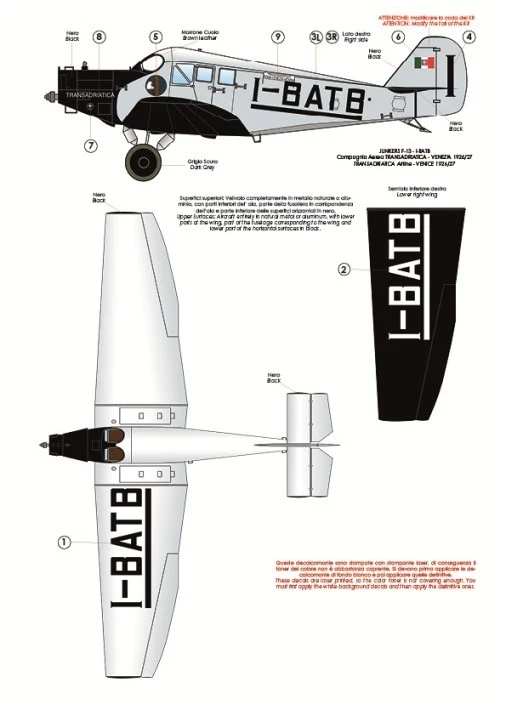 TAURO MODEL TM48/2118 JUNKERS F-13 ITALIAN SERVICE SCALA 1:48 - Immagine 3 di 3