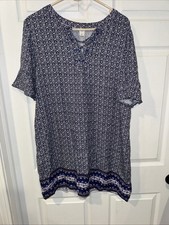 Women's short sleeved flare dress Old Navy Size L navy/white