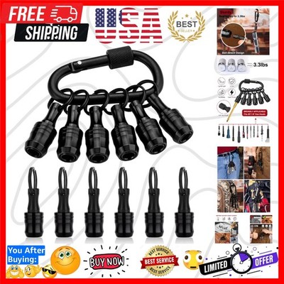 6pcs Bit Holder with Carabiner Socket for Mens Gift, 1/4 inch Hex Shank Alumi...