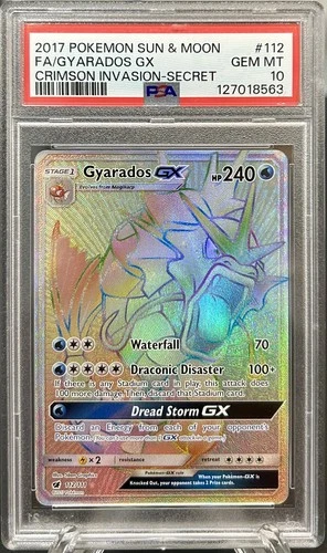 2017 Pokémon Crimson Invasion Gyarados FA 112/111 Secret Rainbow Rare PSA 10