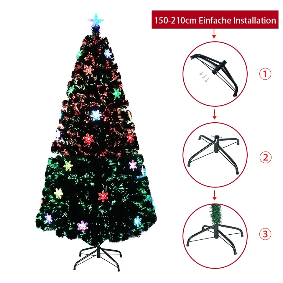 120-240cm Weihnachtsbaum Künstlicher Tannenbaum Bunt LED Christbaum Kunstbaum - Bild 3 von 4