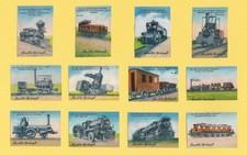 RARE POSTER STAMPS TRAIN ENGINES LOCOMOTIVES TRENES LINDT SPRUNGLI ( 1929)