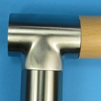 T-StüCk ÜBergang Holz Auf Edelstahl Handlauf Ø 45Mm Fitting K240 Geschliffen V2A