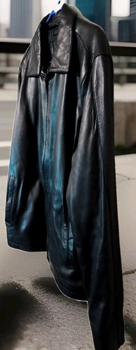 Brandini Leather Jacket Men's L Tall Black Soft Leather Full Zip Motorcycle Coat - Picture 3 of 10
