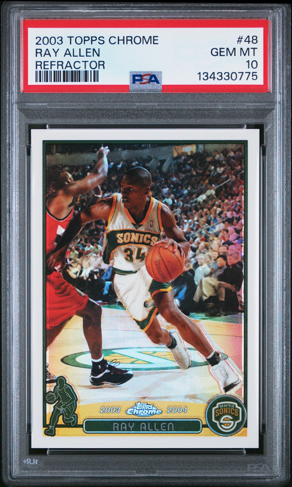 2003 TOPPS CHROME REFRACTOR #48 RAY ALLEN PSA 10