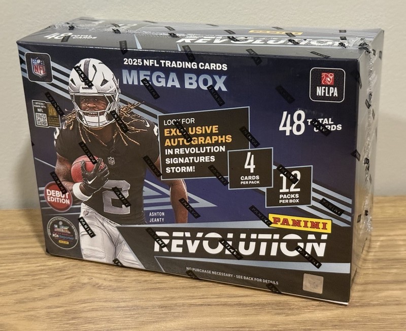 2025 Panini Revolution Football Mega Box-New-Factory Sealed-Dart, Skatebo (RC)?