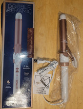New Conair Double Ceramic Curling Iron 1"Barrel white/Rose Gold classic curl