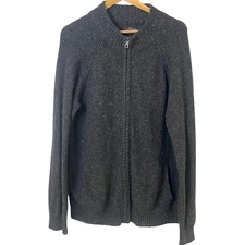Marc Anthony Speckled Heather Gray Full Zip Sweater Wool Alpaca Mix XL NWOT Mens