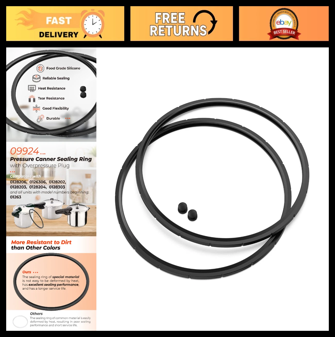 Pressure Canner Sealing Ring & Overpressure Plug - 2 Pack for 6 & 8 Quart Cooker