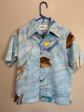 Vintage 70s Floral Shirt Made In USA Disco Polyester Mens Medium Vintage 70s