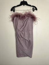 Speechless Pink Strapless Sparkle Feather Trim Mini Party Dress Juniors 11