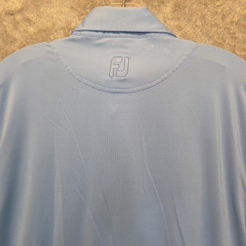 Footjoy Shirt Mens Medium Polo Blue Quarter Button Spread Collar AIG Logo - Picture 8 of 15