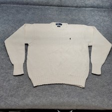 Vtg Polo Ralph Lauren Sweater Men's Size Large Cream Long Sleeve Small Pony