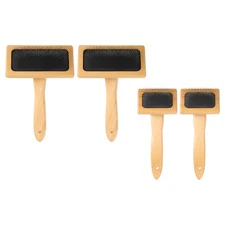 Wool Carder Brush 2 Large and 2 Small, Black/Wood Color