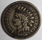 1859 P Philadelphia Indian Head Penny One Cent 1c Key Date Civil War Era M005