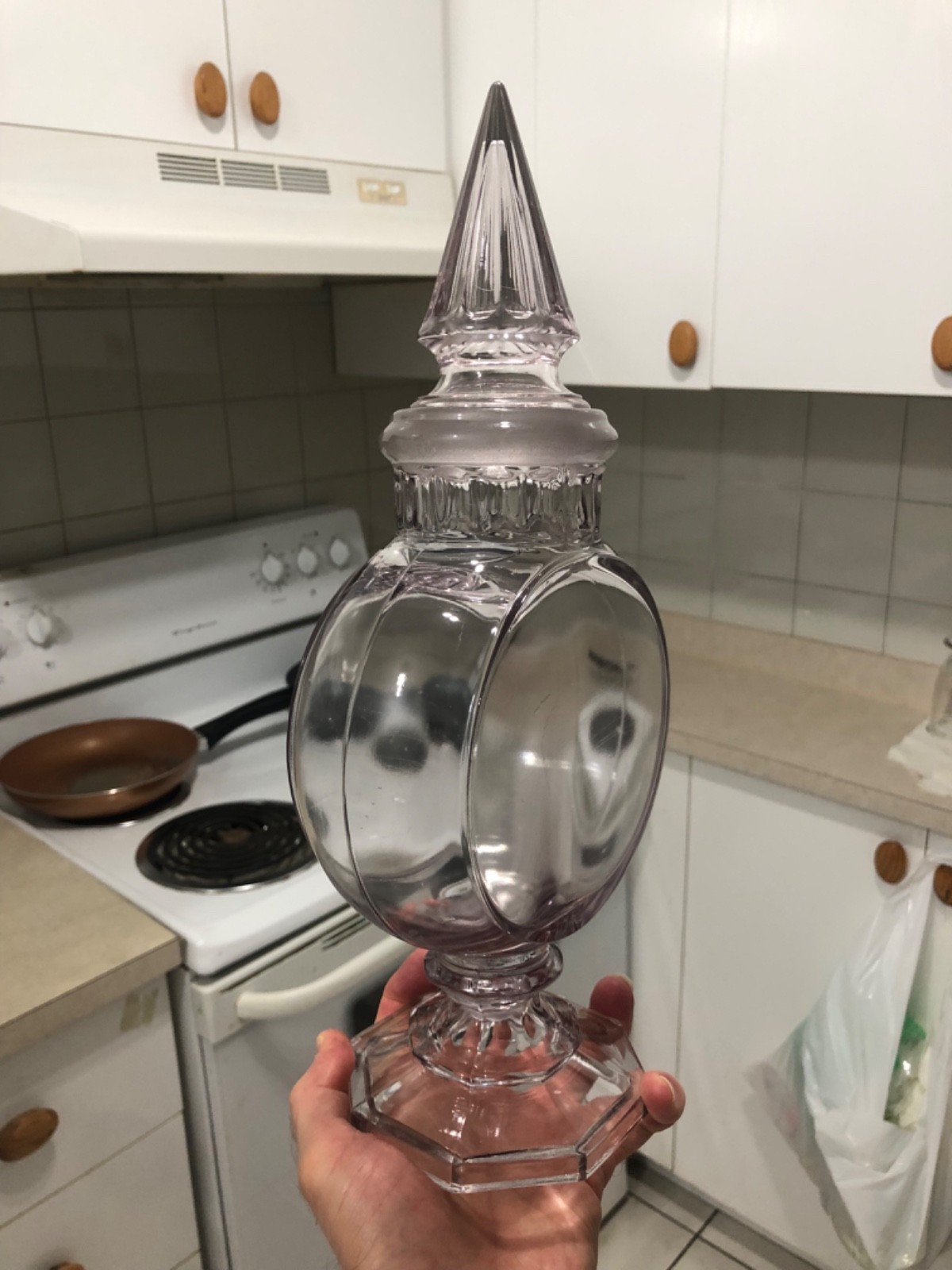 VINTAGE MINTY CRISP c1900 13 1/2” “BANJO” GROUND TO FIT APOTHECARY CANDY JAR