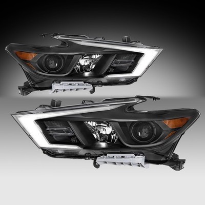 For 2016-2018 Nissan Maxima S SL SV LED DRL Black Projector Headlights Lamps L+R