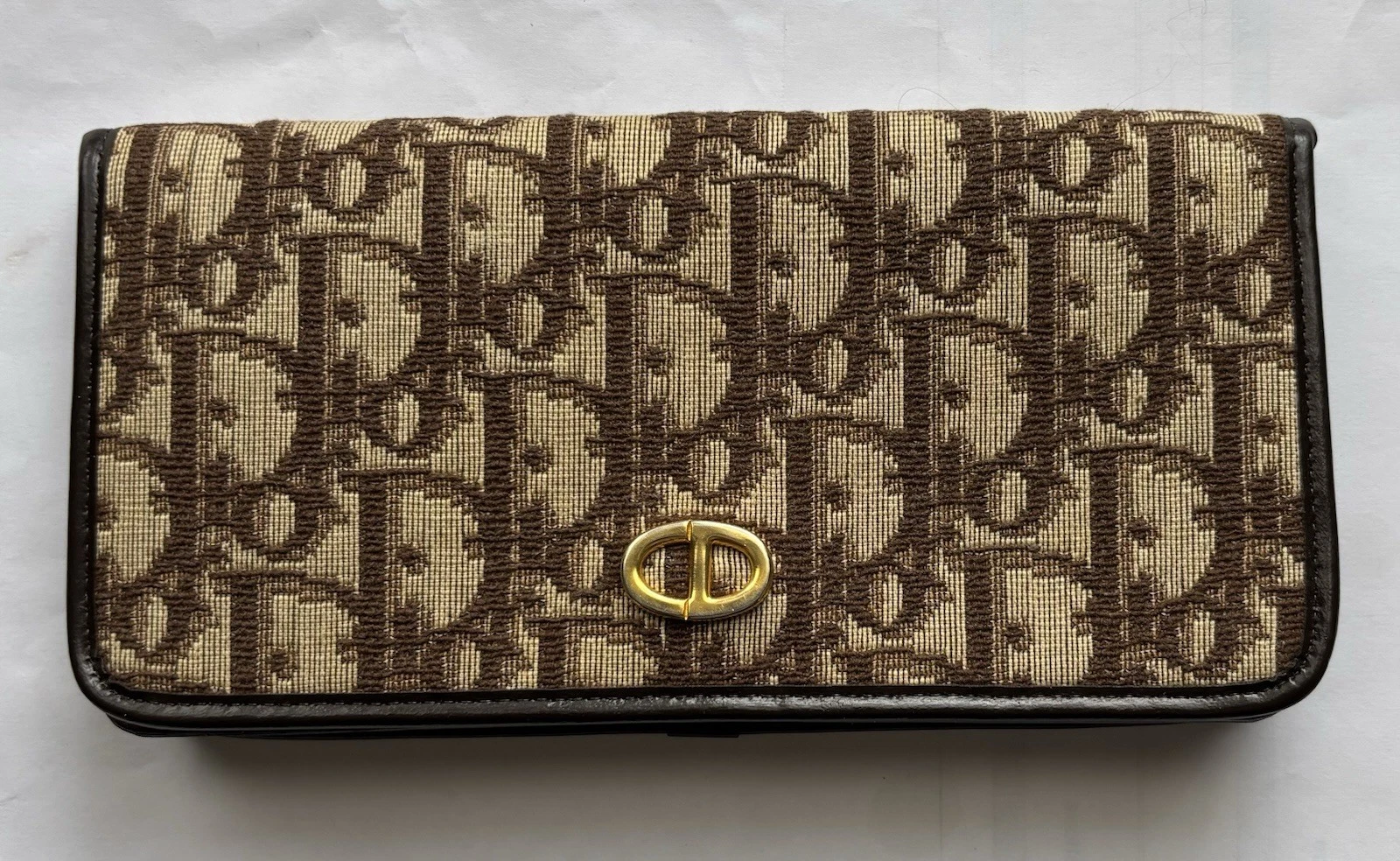 Sac à main Christian Dior Trotter long portefeuille toile cuir bordeaux authentique