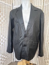Philip Pascal Mens Black Leather Blazer Jacket L USA Made New With Tag