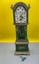 Vintage Miniature Grandfather Clock STAIGER BLESSING Working German Handpainted